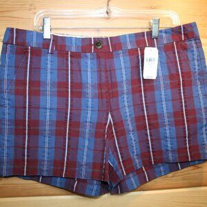 NWTS LL Bean Seersucker Plaid Shorts Size 14